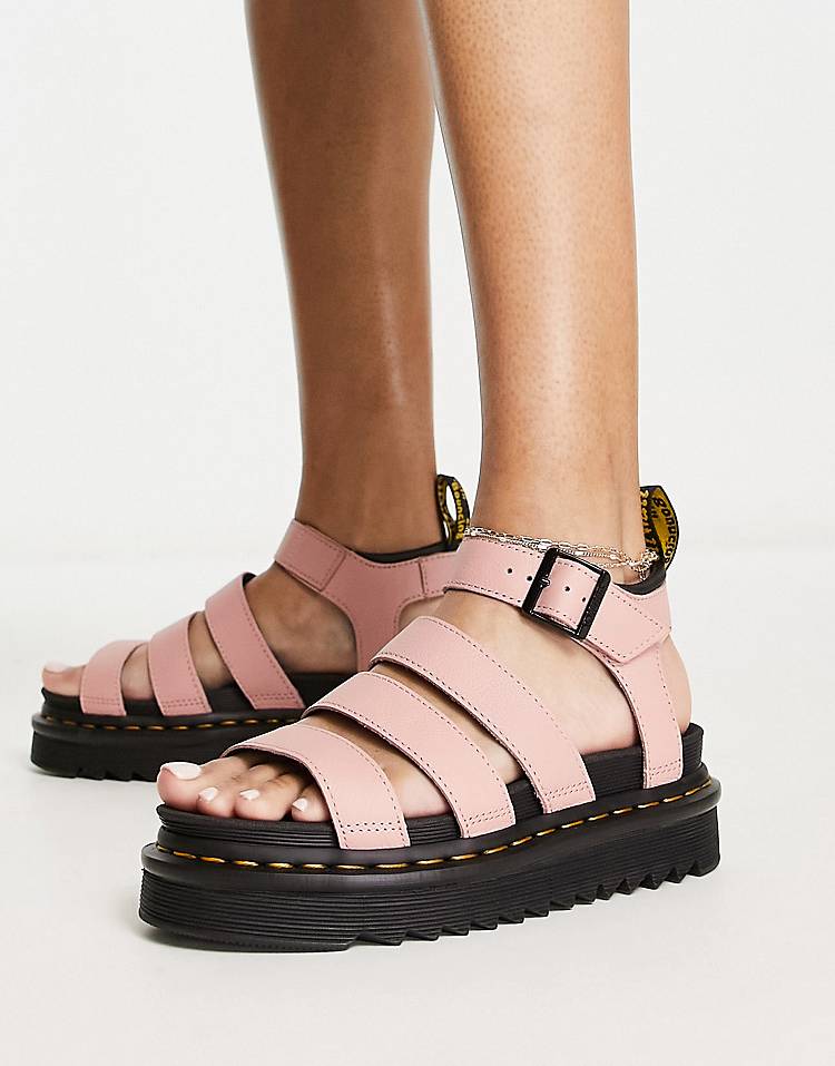 Dr Martens Blaire 3-strap sandals in peach